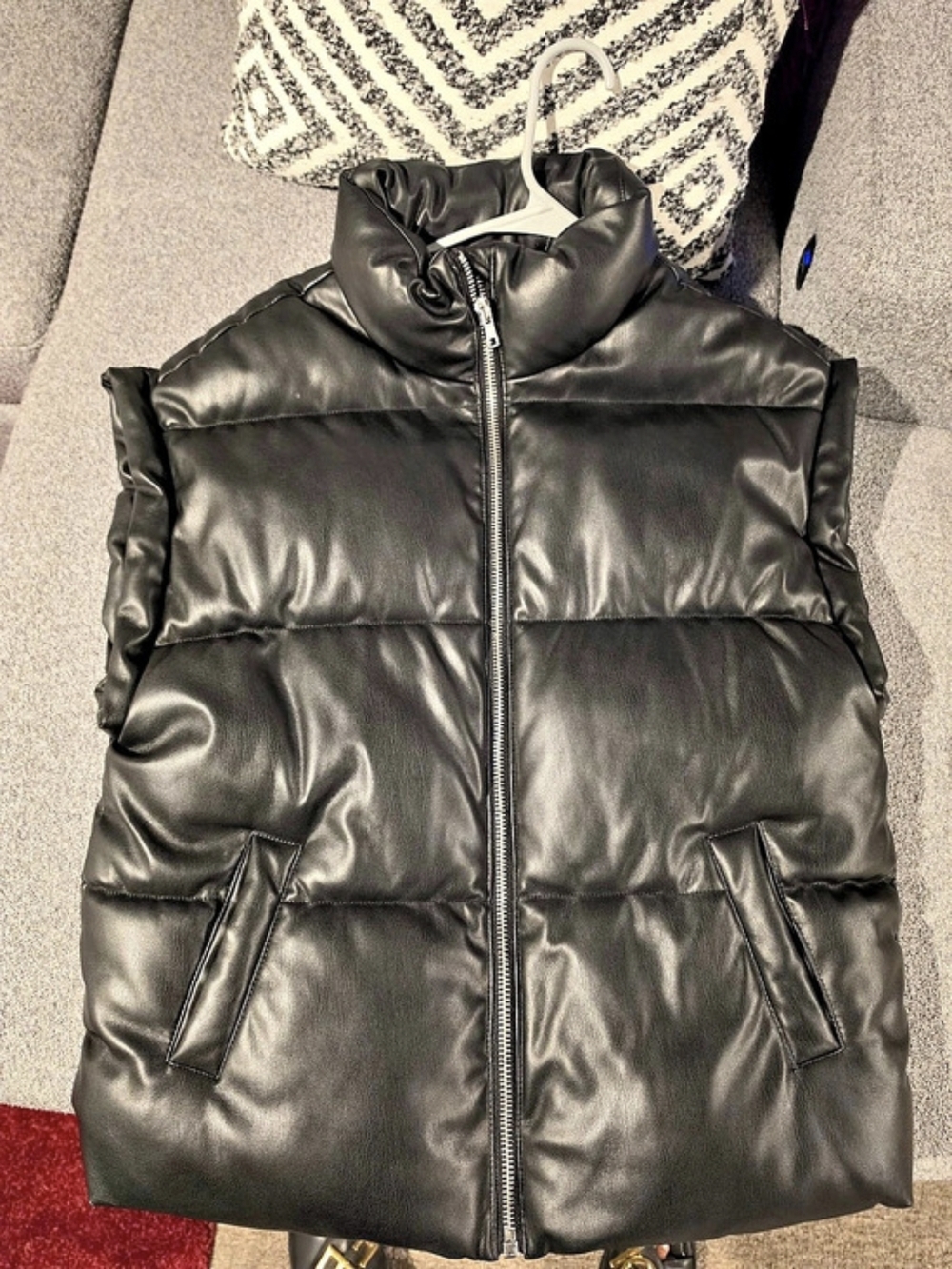 Forever 21 Faux Leather Puffer Vest Black